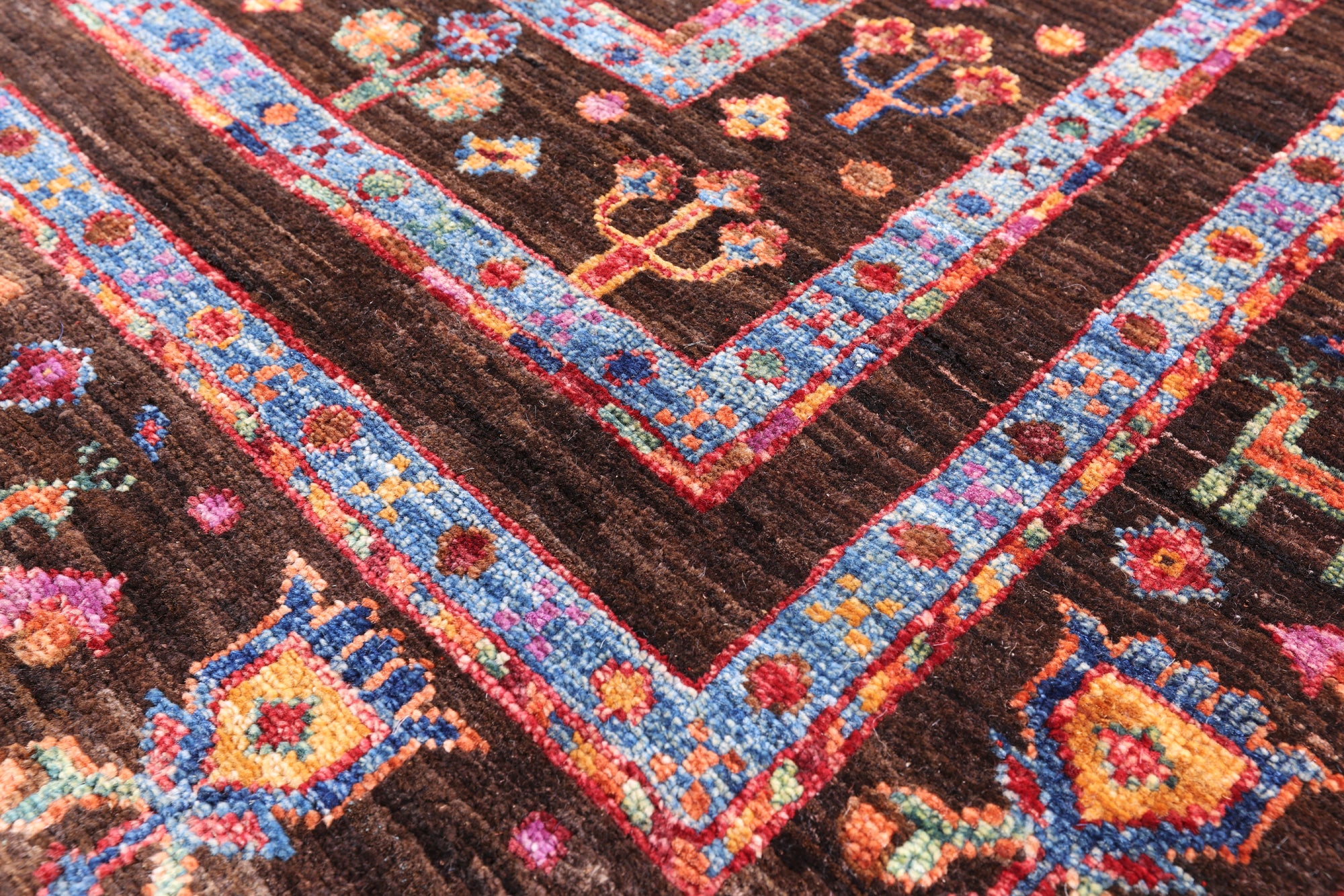 Brown Persian Tribal Gabbeh Handmade Wool Area Rug - 5' 8" X 7' 11" - Golden Nile