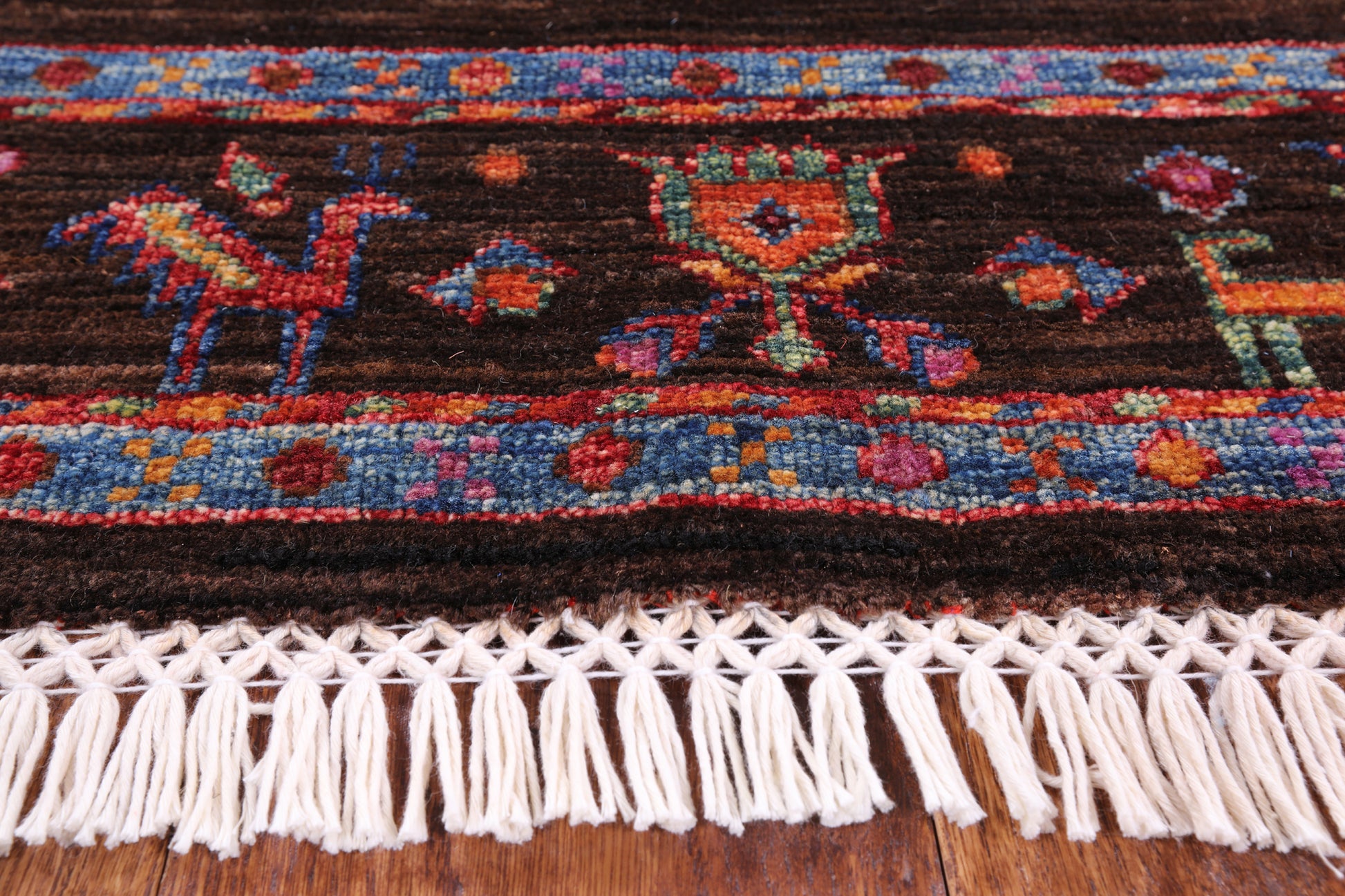 Brown Persian Tribal Gabbeh Handmade Wool Area Rug - 5' 8" X 7' 11" - Golden Nile