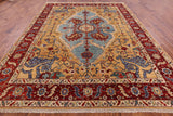 Blue Persian Fine Serapi Hand Knotted Wool Area Rug - 9' 2" X 11' 10" - Golden Nile
