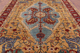 Blue Persian Fine Serapi Hand Knotted Wool Area Rug - 9' 2" X 11' 10" - Golden Nile