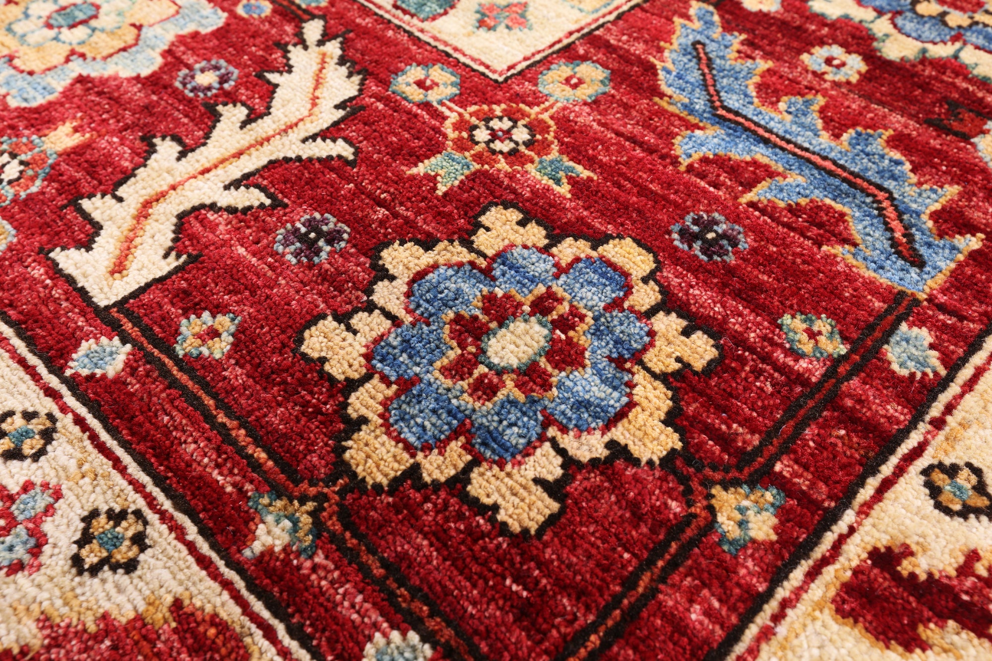 Blue Persian Fine Serapi Hand Knotted Wool Area Rug - 9' 2" X 11' 10" - Golden Nile