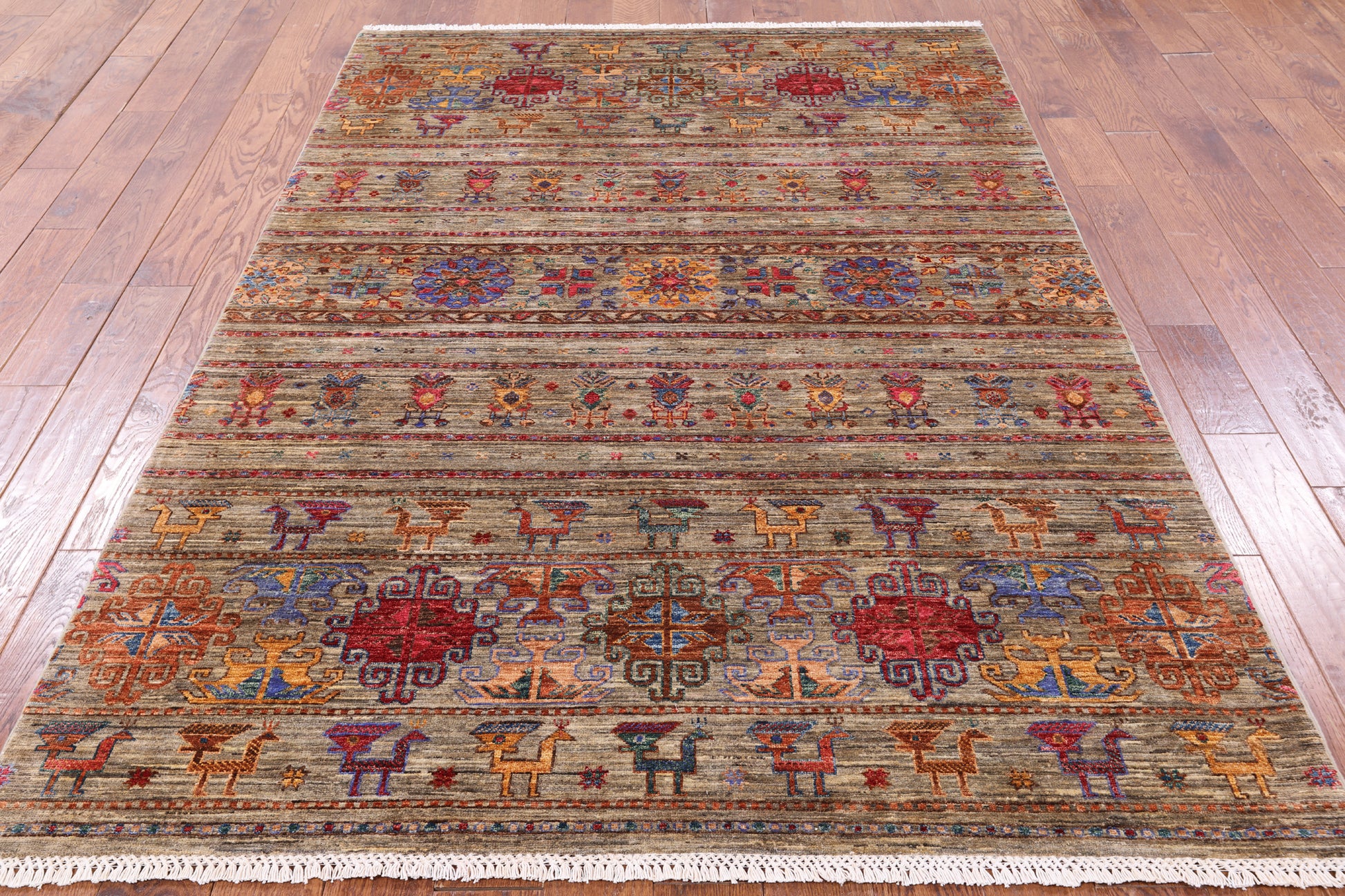 Persian Gabbeh Handmade Wool Area Rug - 5' 6" X 8' 3" - Golden Nile