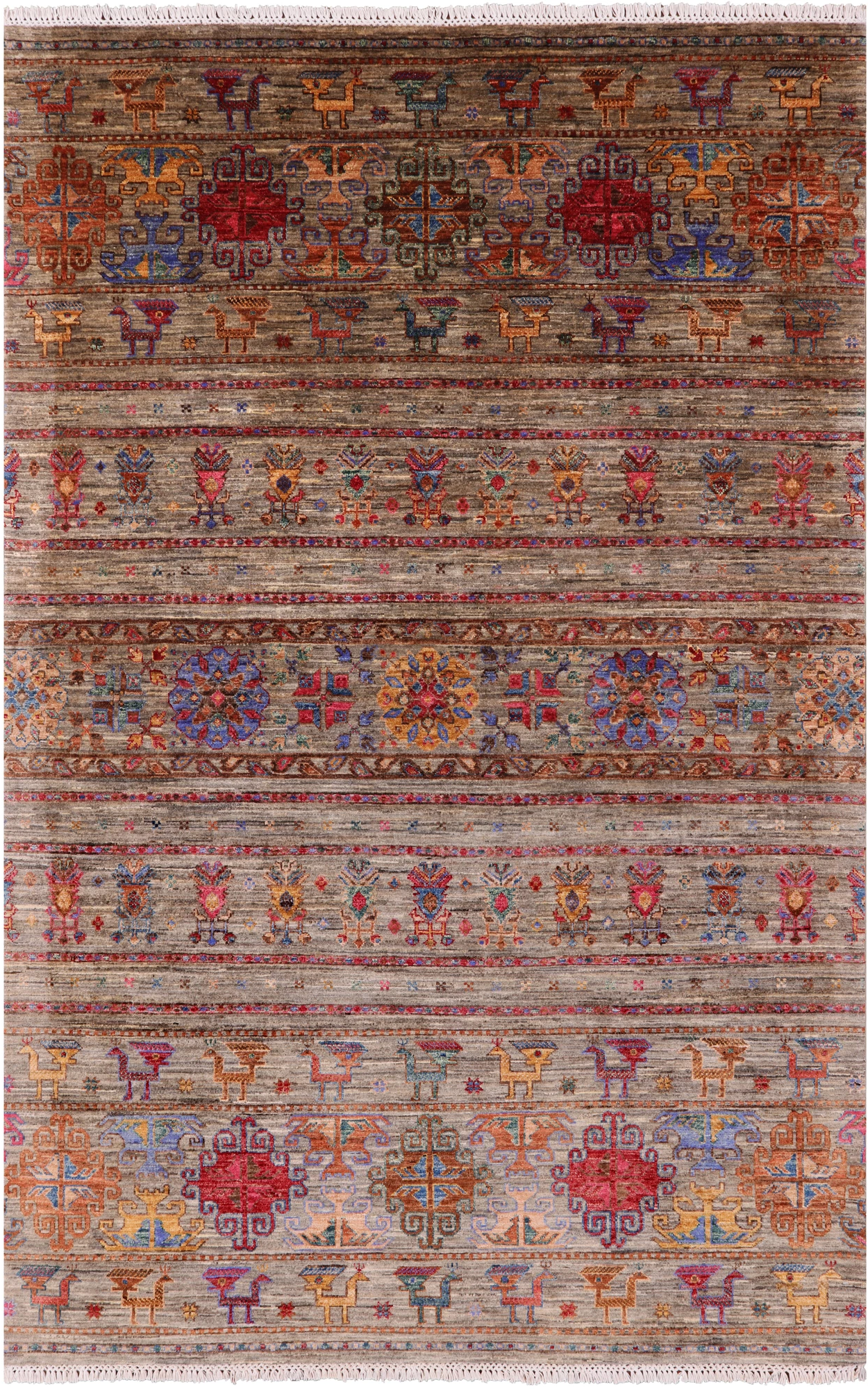 Persian Gabbeh Handmade Wool Area Rug - 5' 6" X 8' 3" - Golden Nile