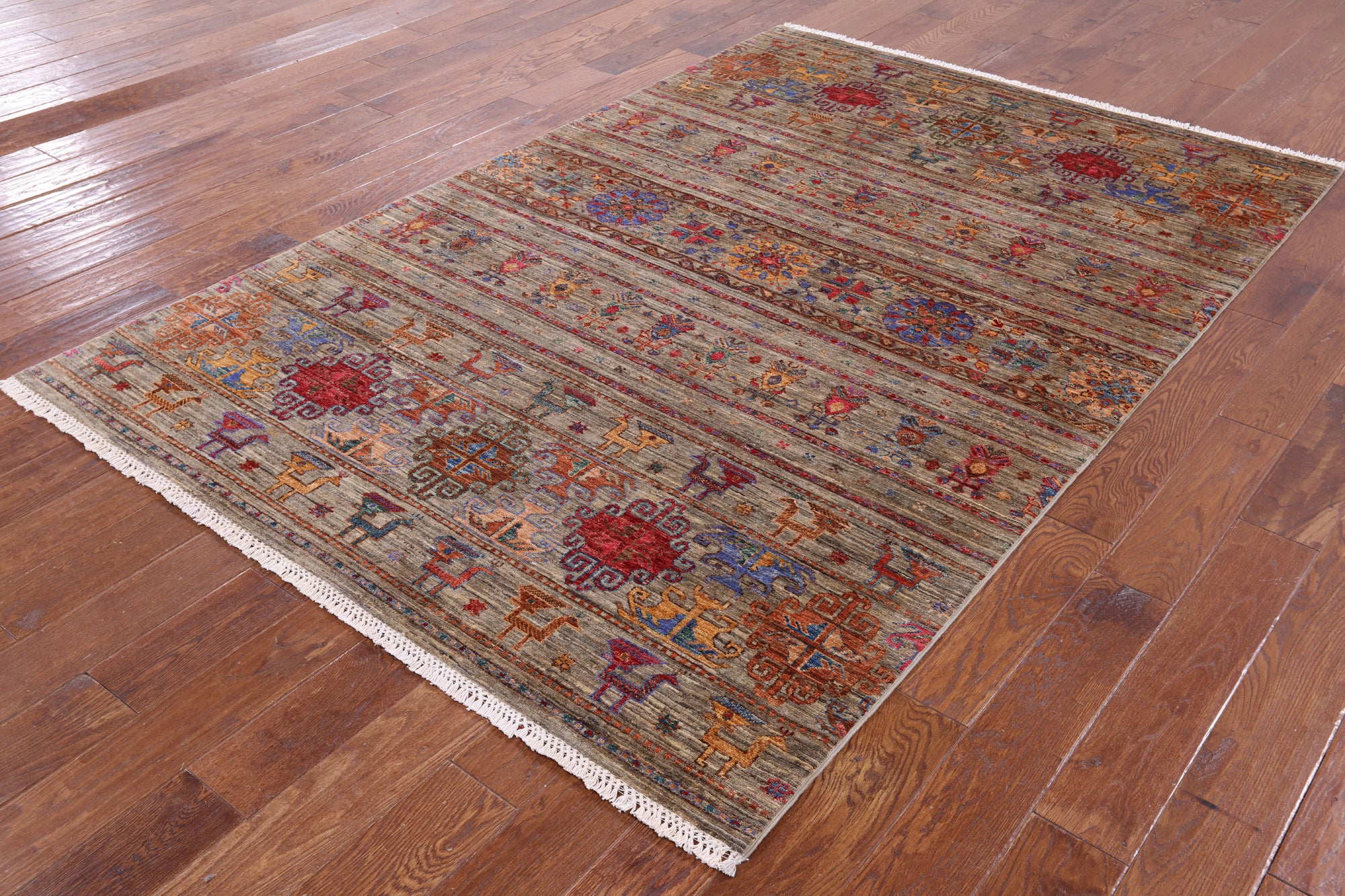 Persian Gabbeh Handmade Wool Area Rug - 5' 6" X 8' 3" - Golden Nile