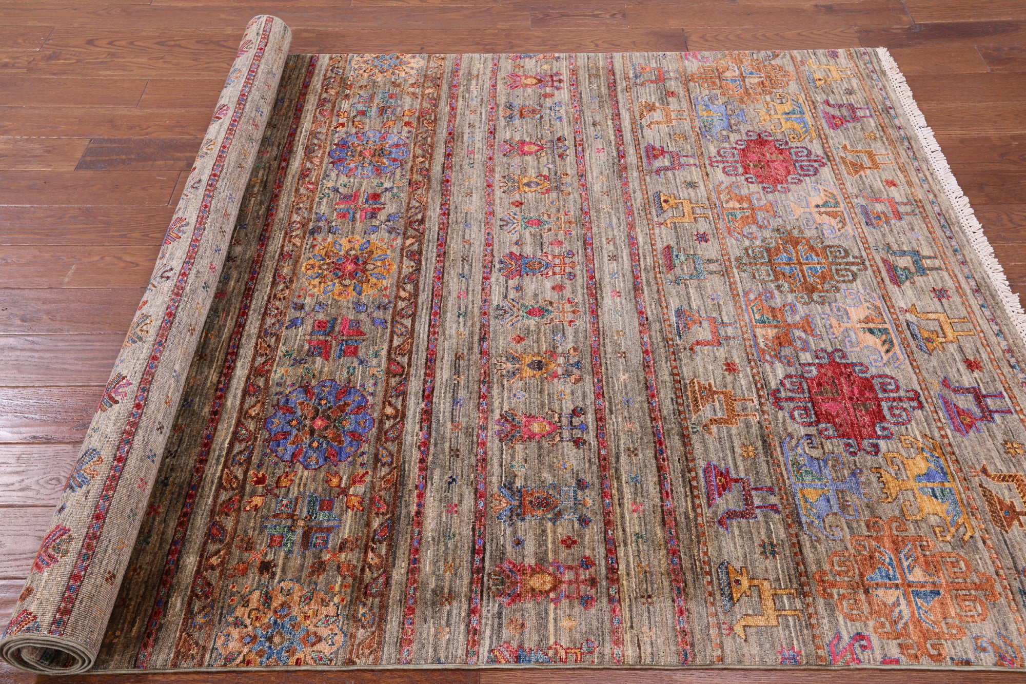 Persian Gabbeh Handmade Wool Area Rug - 5' 6" X 8' 3" - Golden Nile