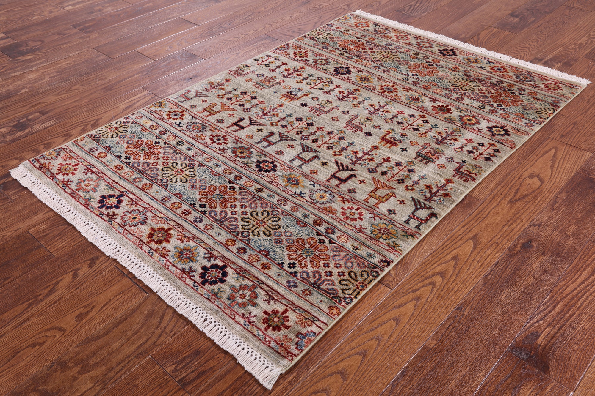 Persian Gabbeh Hand Knotted Wool Area Rug - 3' 2" X 4' 11" - Golden Nile