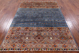 Blue Tribal Persian Gabbeh Hand Knotted Wool Area Rug - 5' 0" X 6' 7" - Golden Nile