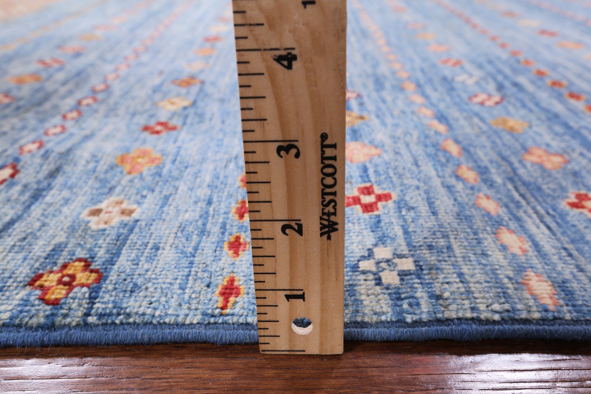 Blue Tribal Persian Gabbeh Hand Knotted Wool Area Rug - 5' 0" X 6' 7" - Golden Nile