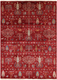 Red Tribal Gabbeh Hand Knotted Wool Area Rug - 5' 7" X 7' 9" - Golden Nile