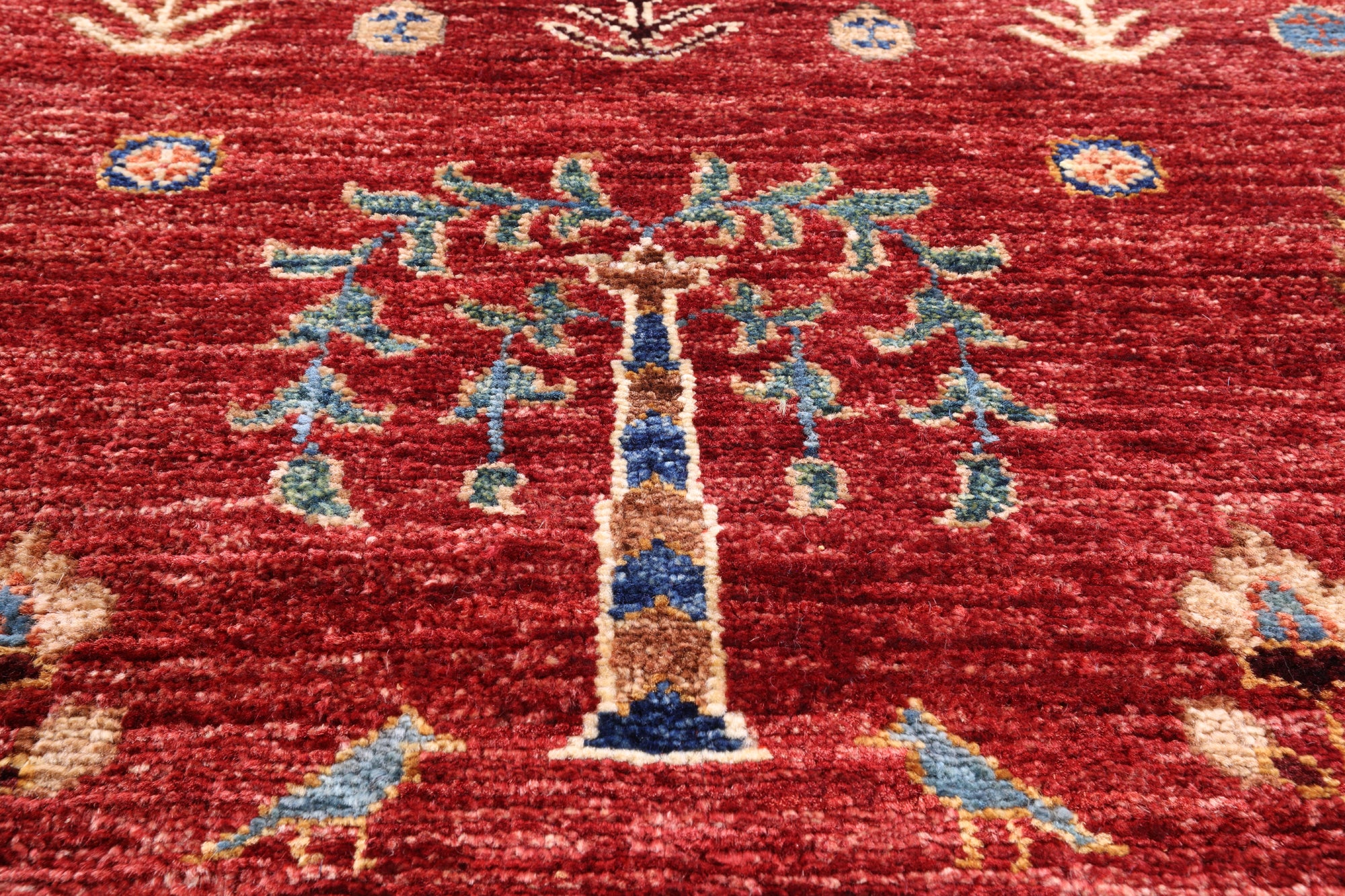 Red Tribal Gabbeh Hand Knotted Wool Area Rug - 5' 7" X 7' 9" - Golden Nile
