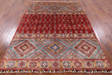 Red Khorjin Persian Gabbeh Hand Knotted Wool Area Rug - 5' 3" X 6' 10" - Golden Nile