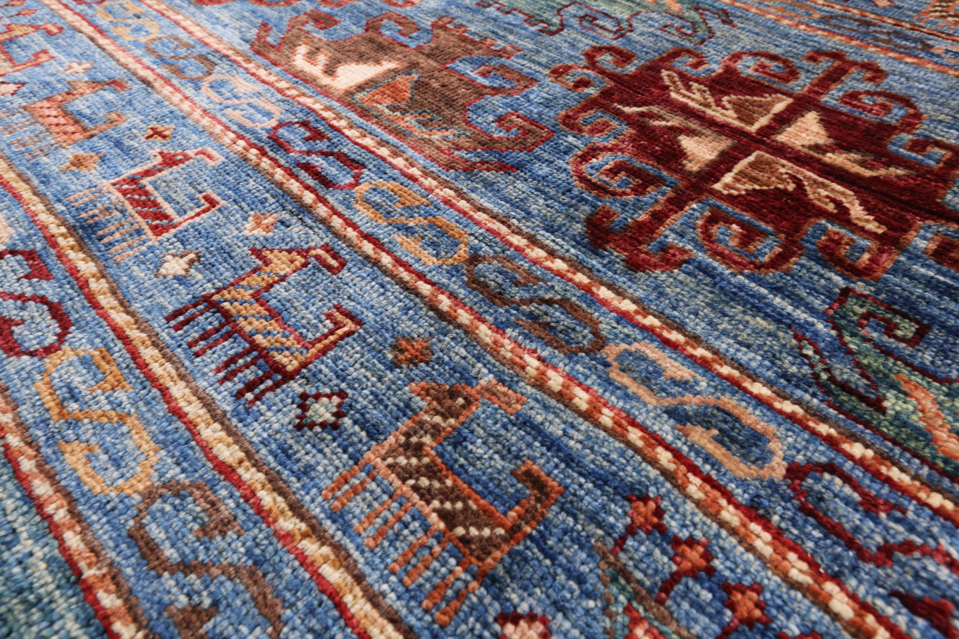Blue Persian Gabbeh Hand Knotted Wool Area Rug - 5' 8" X 7' 7" - Golden Nile