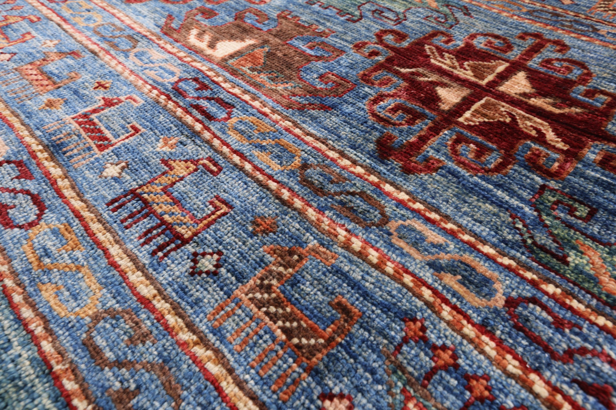 Blue Persian Gabbeh Hand Knotted Wool Area Rug - 5' 8" X 7' 7" - Golden Nile