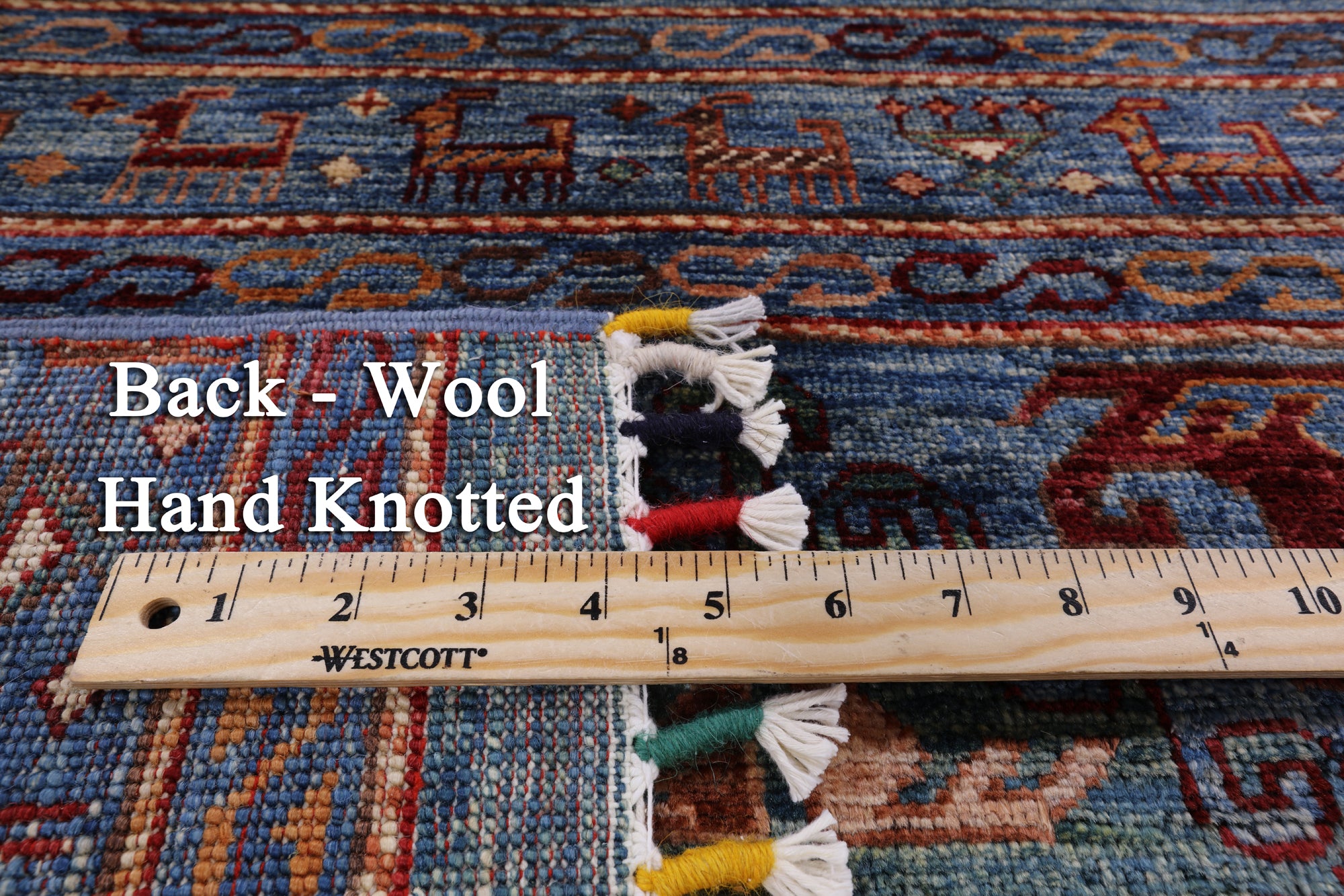 Blue Persian Gabbeh Hand Knotted Wool Area Rug - 5' 8" X 7' 7" - Golden Nile