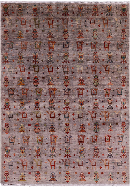 Tribal Persian Gabbeh Hand Knotted Wool Area Rug - 5' 9" X 8' 1" - Golden Nile