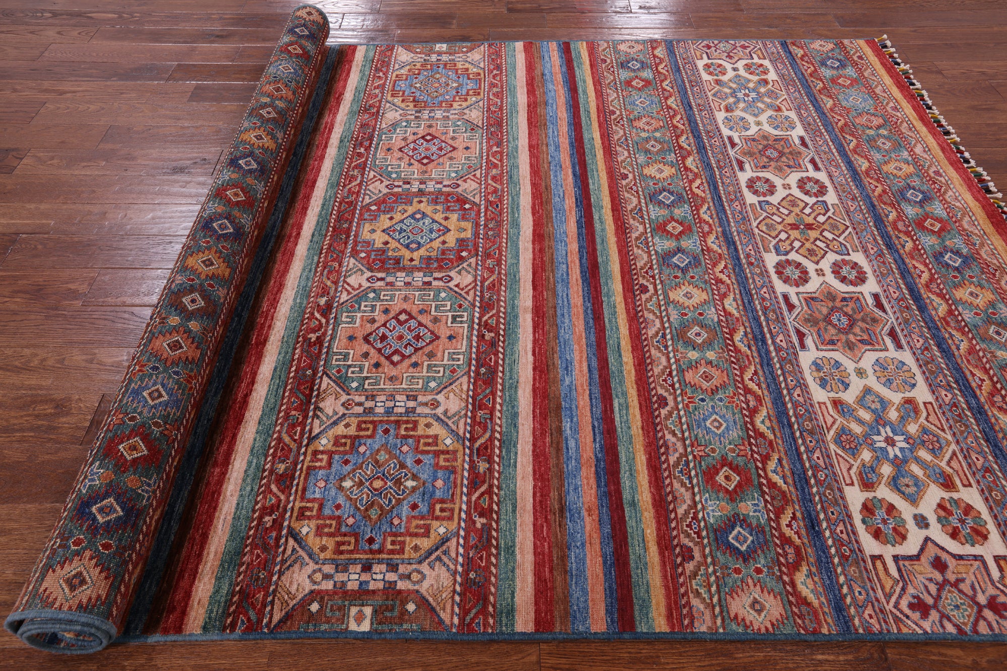 Khorjin Persian Gabbeh Hand Knotted Wool Area Rug - 6' 9" X 10' 2" - Golden Nile