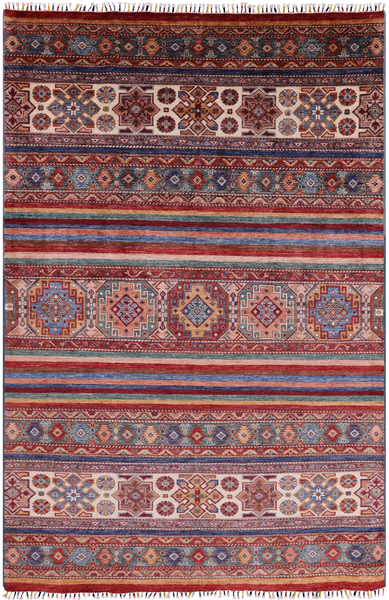 Khorjin Persian Gabbeh Hand Knotted Wool Area Rug - 6' 9" X 10' 2" - Golden Nile