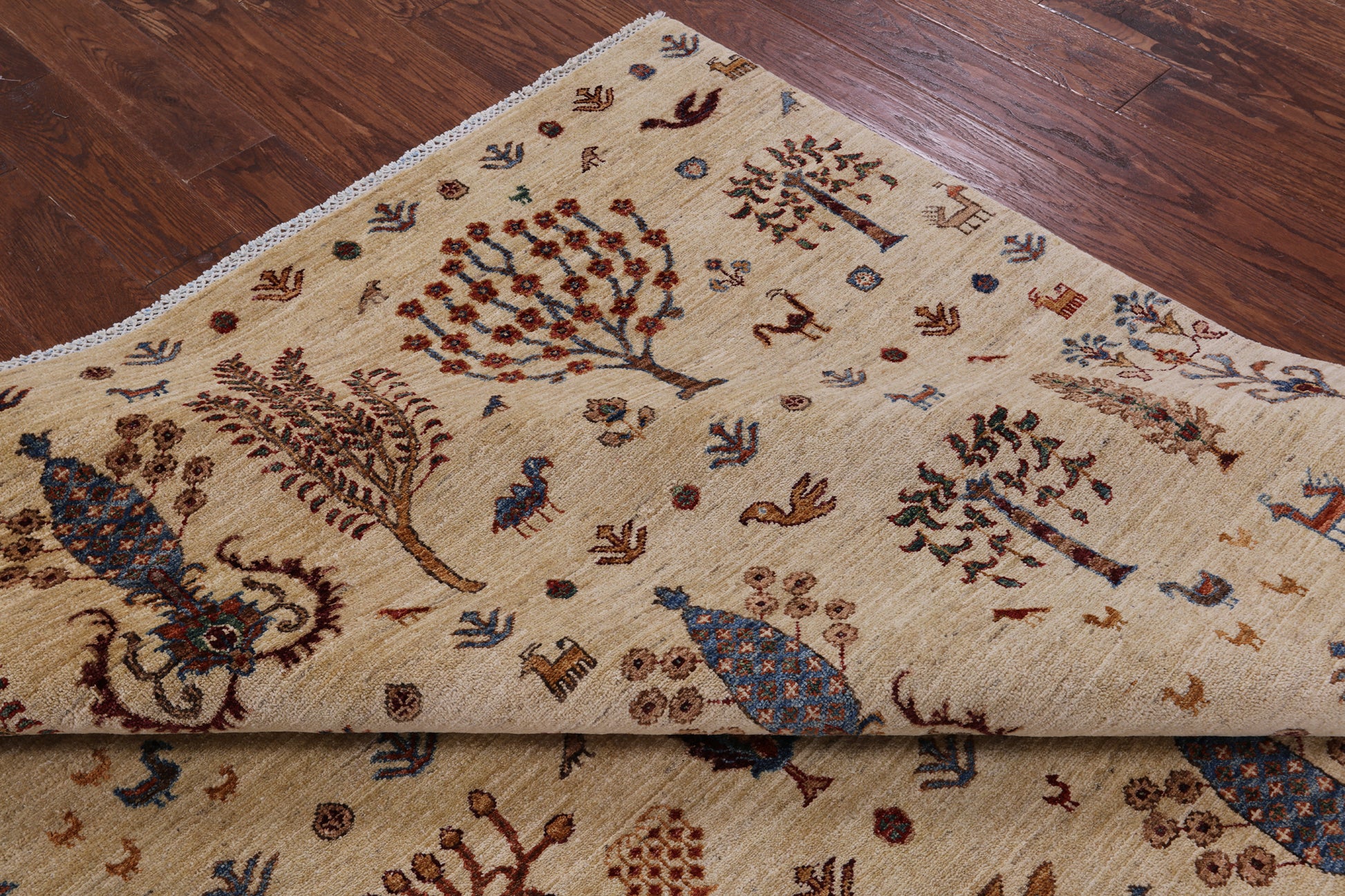 Ivory Tribal Persian Gabbeh Hand Knotted Wool Area Rug - 6' 6" X 9' 4" - Golden Nile