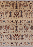 Ivory Tribal Persian Gabbeh Hand Knotted Wool Area Rug - 6' 6" X 9' 4" - Golden Nile