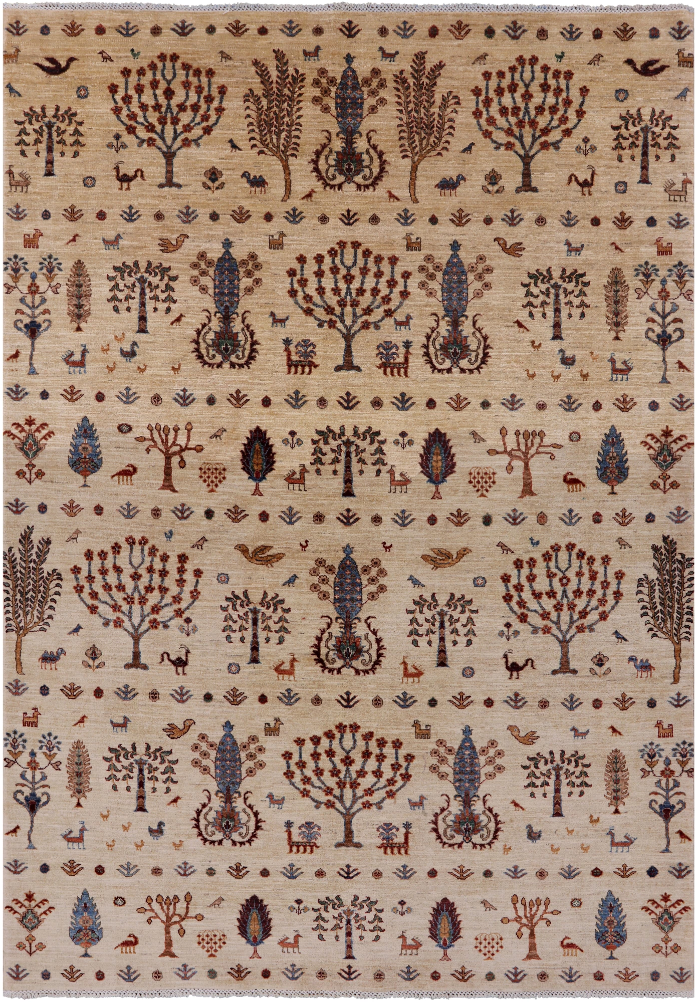 Ivory Tribal Persian Gabbeh Hand Knotted Wool Area Rug - 6' 6" X 9' 4" - Golden Nile