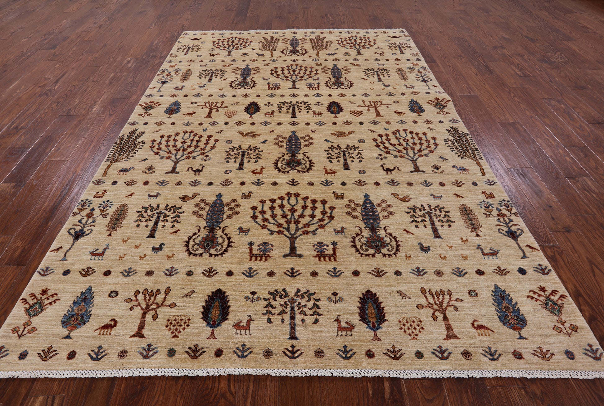 Ivory Tribal Persian Gabbeh Hand Knotted Wool Area Rug - 6' 6" X 9' 4" - Golden Nile
