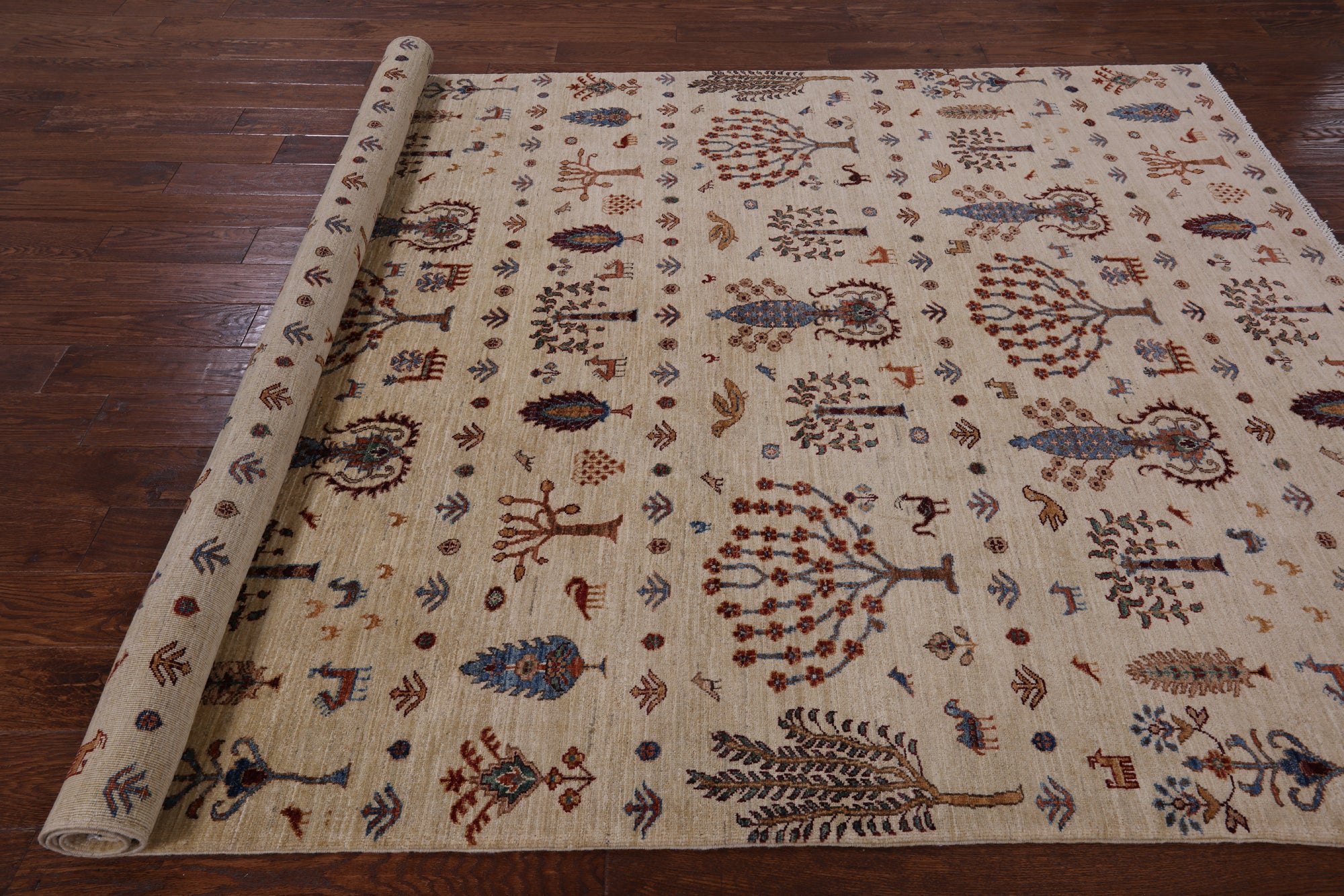 Ivory Tribal Persian Gabbeh Hand Knotted Wool Area Rug - 6' 6" X 9' 4" - Golden Nile