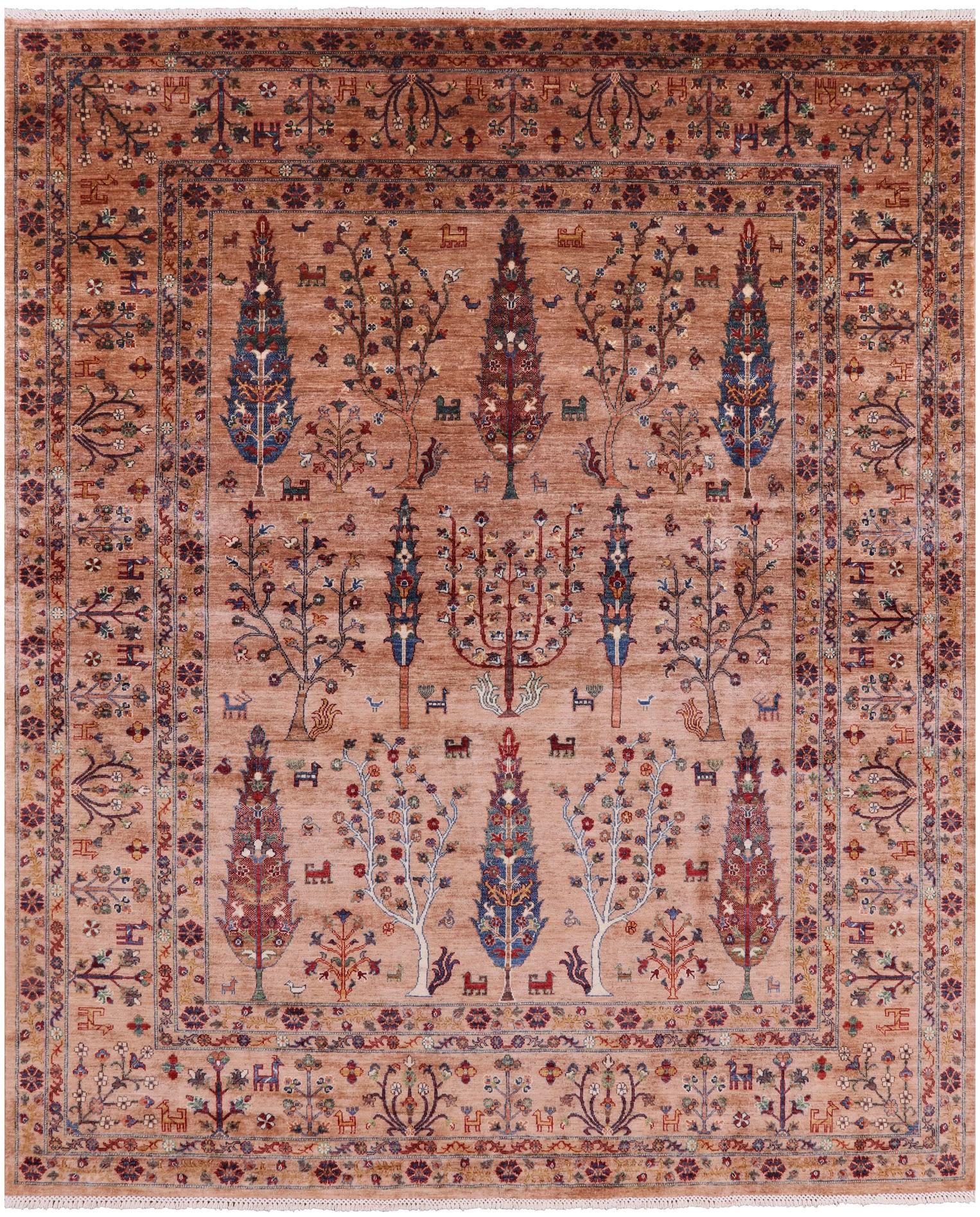 Persian Gabbeh Hand Knotted Wool Area Rug - 8' 4" X 9' 10" - Golden Nile