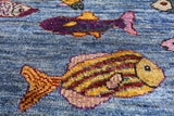 Fish Design Persian Gabbeh Hand Knotted Wool Runner Rug - 2' 9" X 5' 5" - Golden Nile