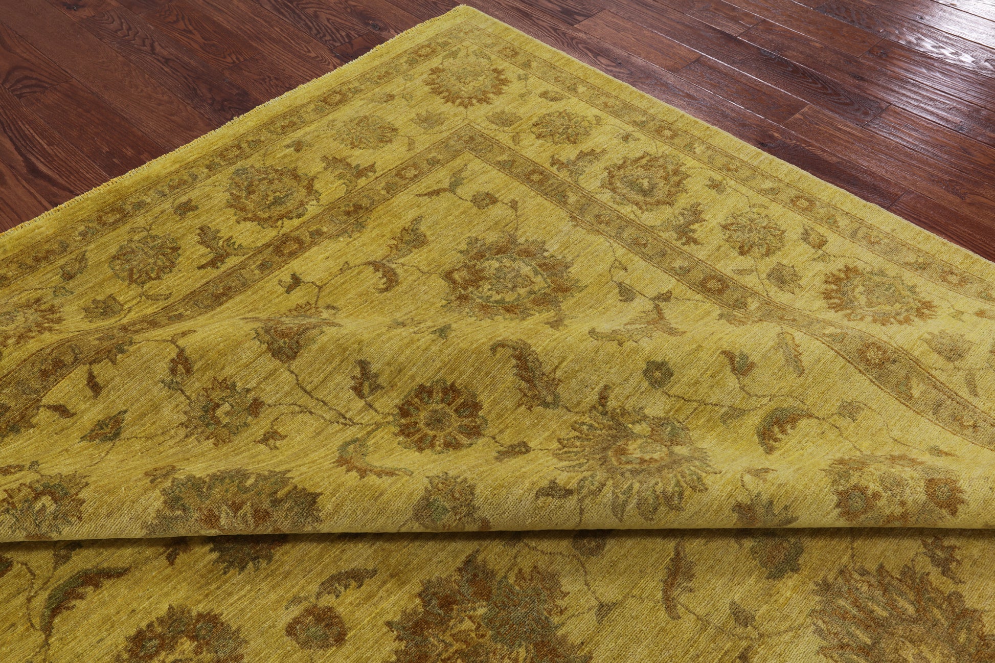 Gold Full Pile Overdyed Hand Knotted Wool Area Rug - 8' 11" X 11' 9" - Golden Nile