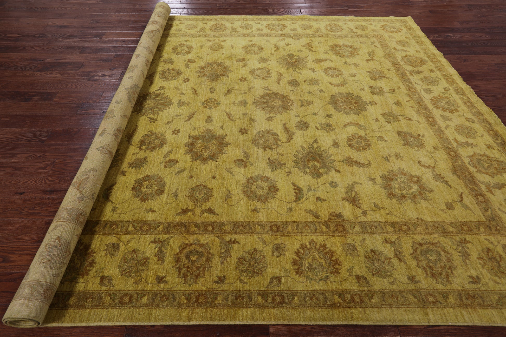 Gold Full Pile Overdyed Hand Knotted Wool Area Rug - 8' 11" X 11' 9" - Golden Nile