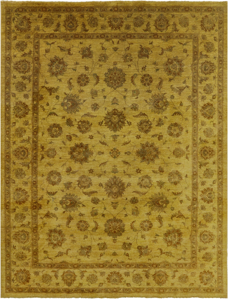 Gold Full Pile Overdyed Hand Knotted Wool Area Rug - 8' 11" X 11' 9" - Golden Nile