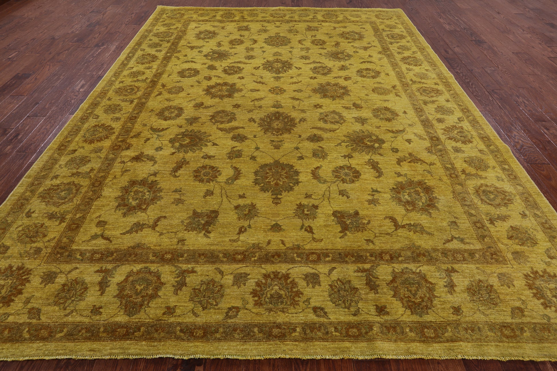Gold Full Pile Overdyed Hand Knotted Wool Area Rug - 8' 11" X 11' 9" - Golden Nile