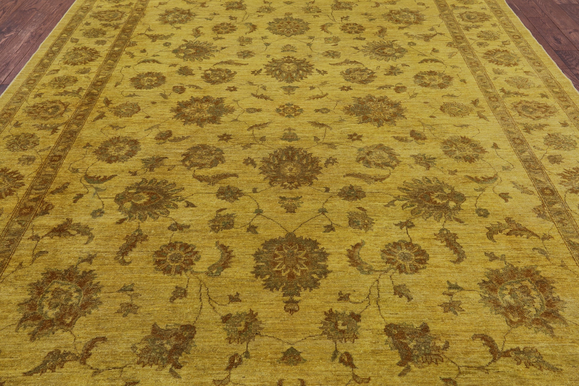 Gold Full Pile Overdyed Hand Knotted Wool Area Rug - 8' 11" X 11' 9" - Golden Nile