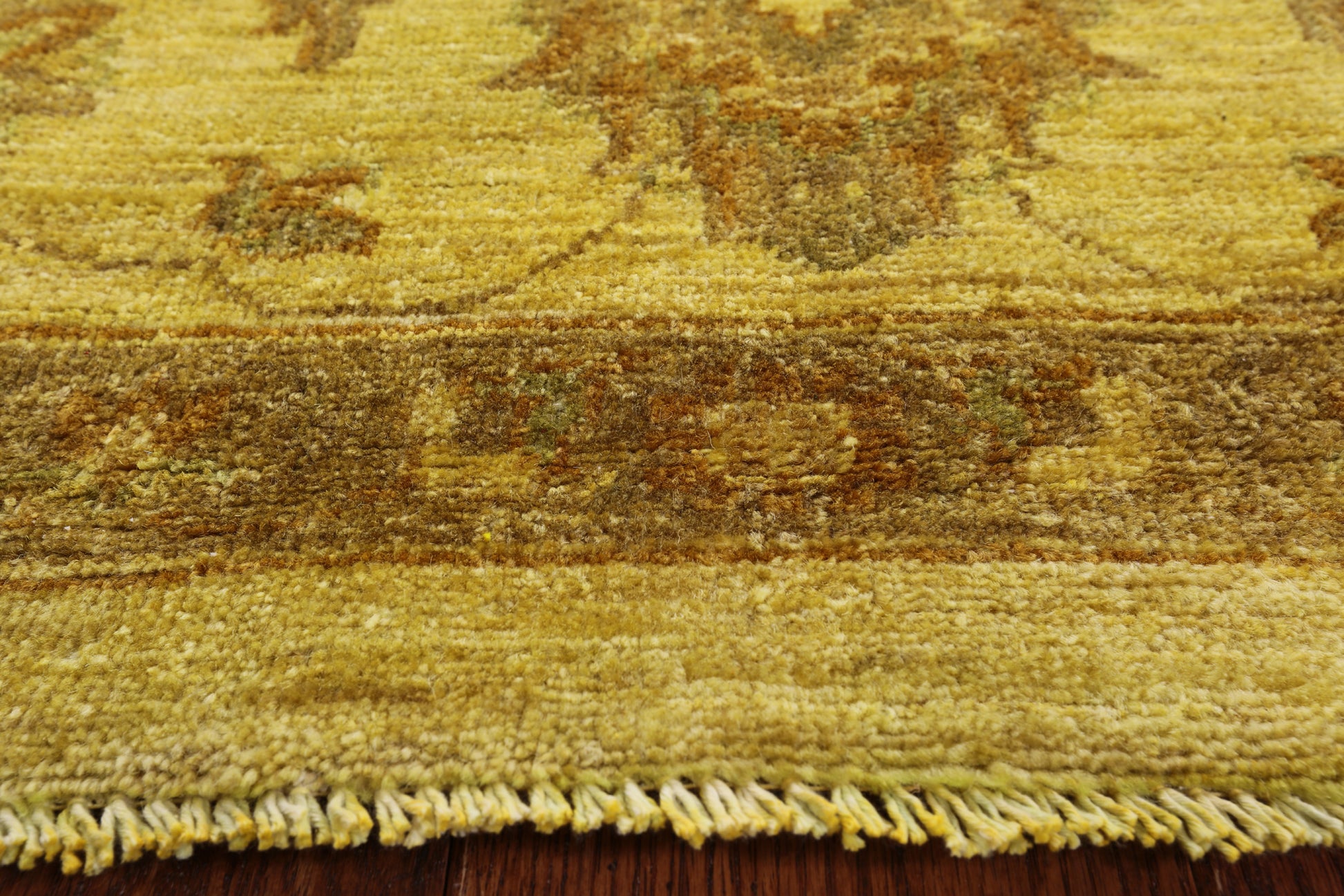 Gold Full Pile Overdyed Hand Knotted Wool Area Rug - 8' 11" X 11' 9" - Golden Nile