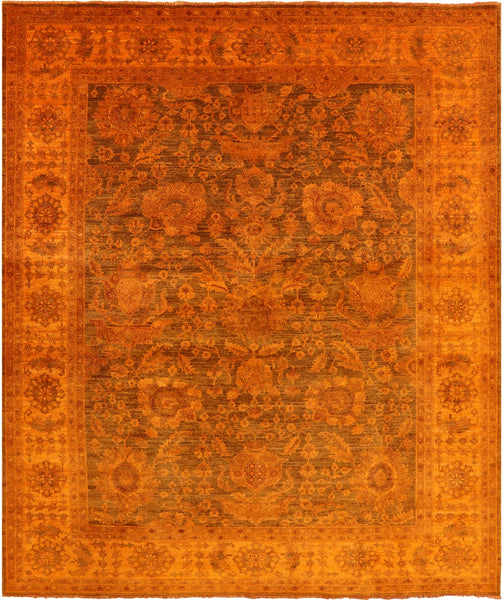 Full Pile Overdyed Hand Knotted Wool Area Rug - 8' 2" X 9' 8" - Golden Nile