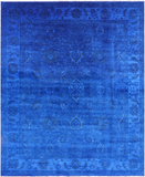 Blue Full Pile Overdyed Hand Knotted Wool Area Rug - 8' 0" X 9' 7" - Golden Nile