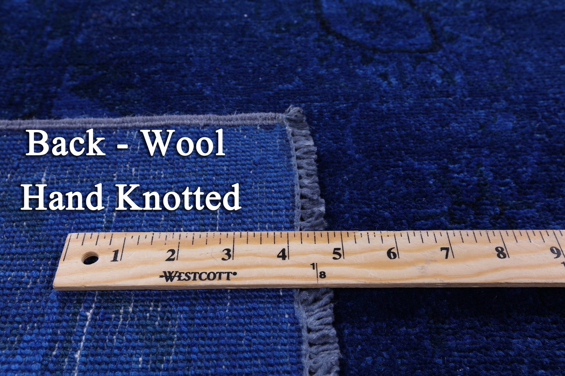 Blue Full Pile Overdyed Hand Knotted Wool Area Rug - 8' 0" X 9' 7" - Golden Nile