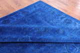 Blue Full Pile Overdyed Hand Knotted Wool Area Rug - 8' 0" X 9' 7" - Golden Nile