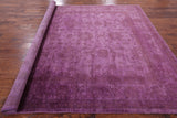 Purple Full Pile Overdyed Hand Knotted Wool Area Rug - 7' 11" X 9' 8" - Golden Nile