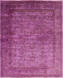 Purple Full Pile Overdyed Hand Knotted Wool Area Rug - 7' 11" X 9' 8" - Golden Nile