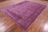 Purple Full Pile Overdyed Hand Knotted Wool Area Rug - 7' 11" X 9' 8" - Golden Nile