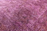 Purple Full Pile Overdyed Hand Knotted Wool Area Rug - 7' 11" X 9' 8" - Golden Nile