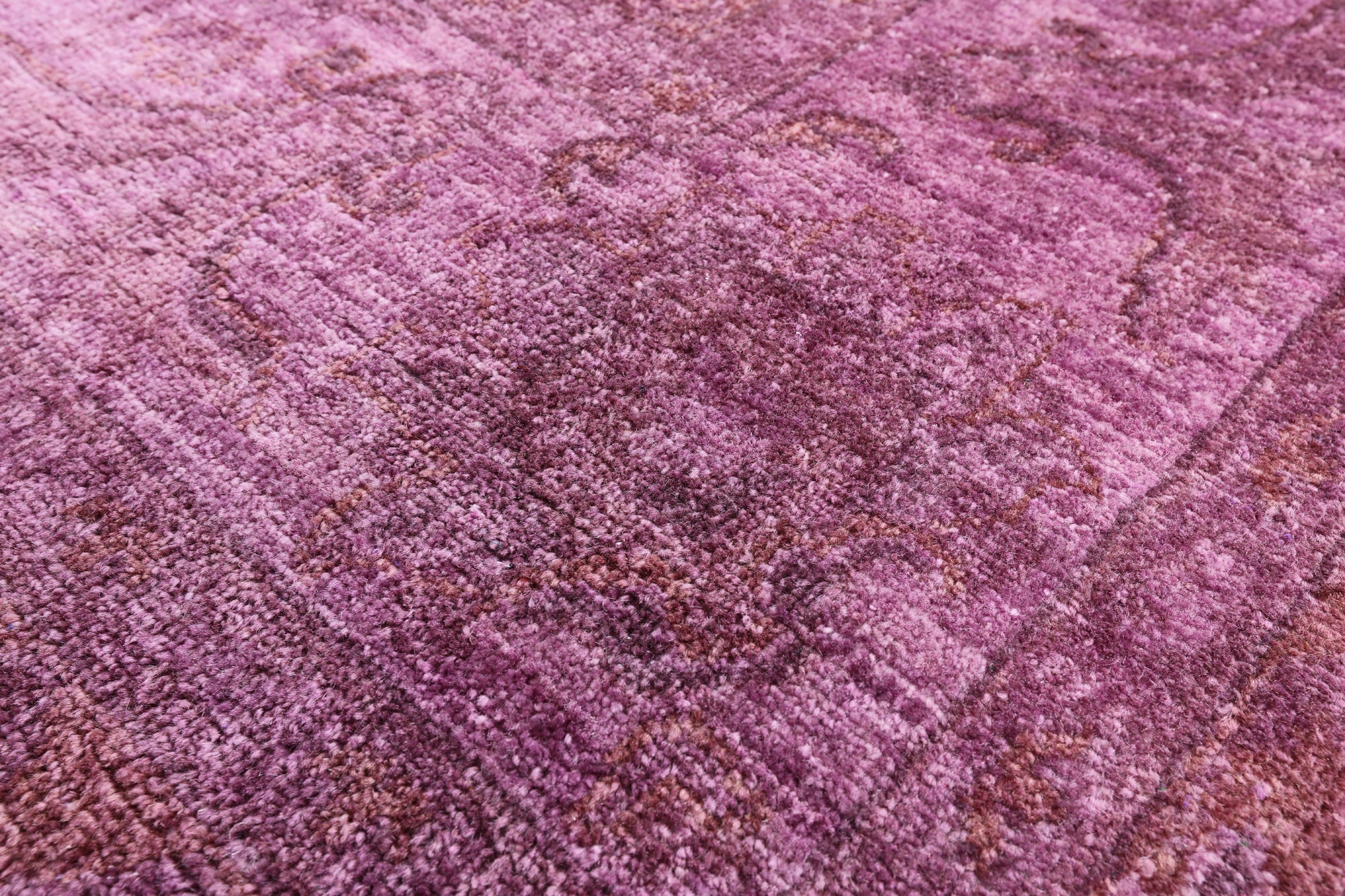 Purple Full Pile Overdyed Hand Knotted Wool Area Rug - 7' 11" X 9' 8" - Golden Nile