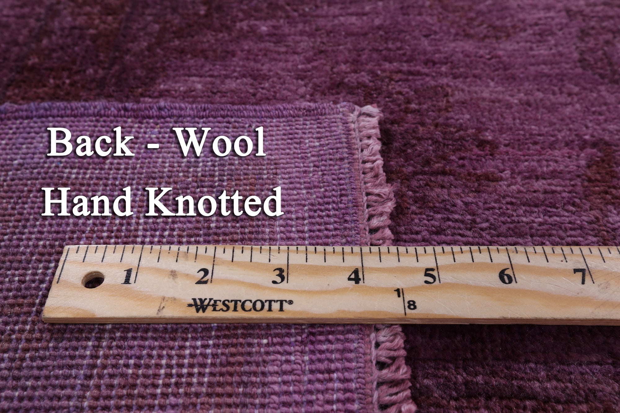 Purple Full Pile Overdyed Hand Knotted Wool Area Rug - 7' 11" X 9' 8" - Golden Nile
