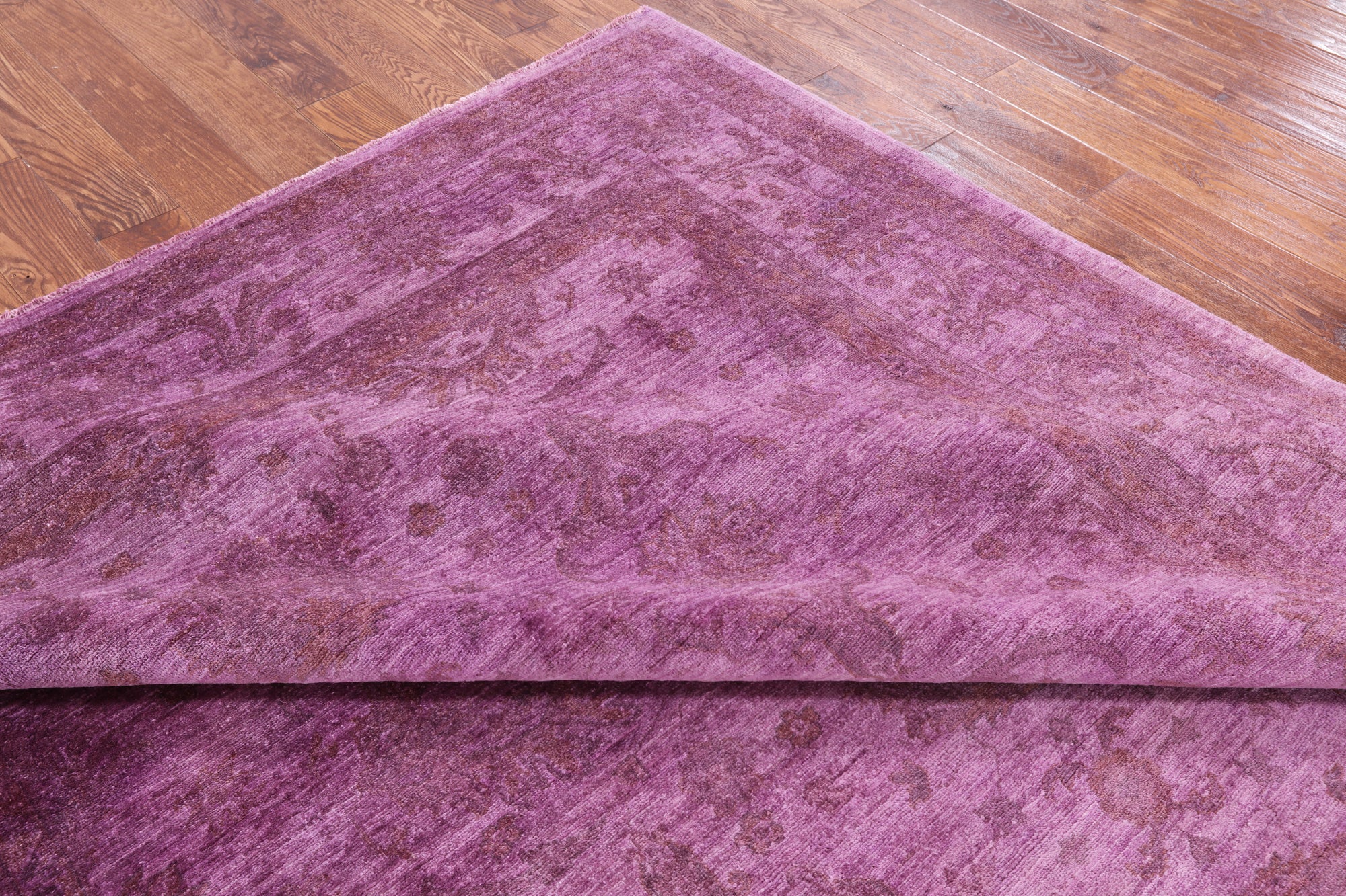 Purple Full Pile Overdyed Hand Knotted Wool Area Rug - 7' 11" X 9' 8" - Golden Nile