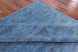 Blue Full Pile Overdyed Hand Knotted Wool Area Rug - 7' 11" X 9' 9" - Golden Nile