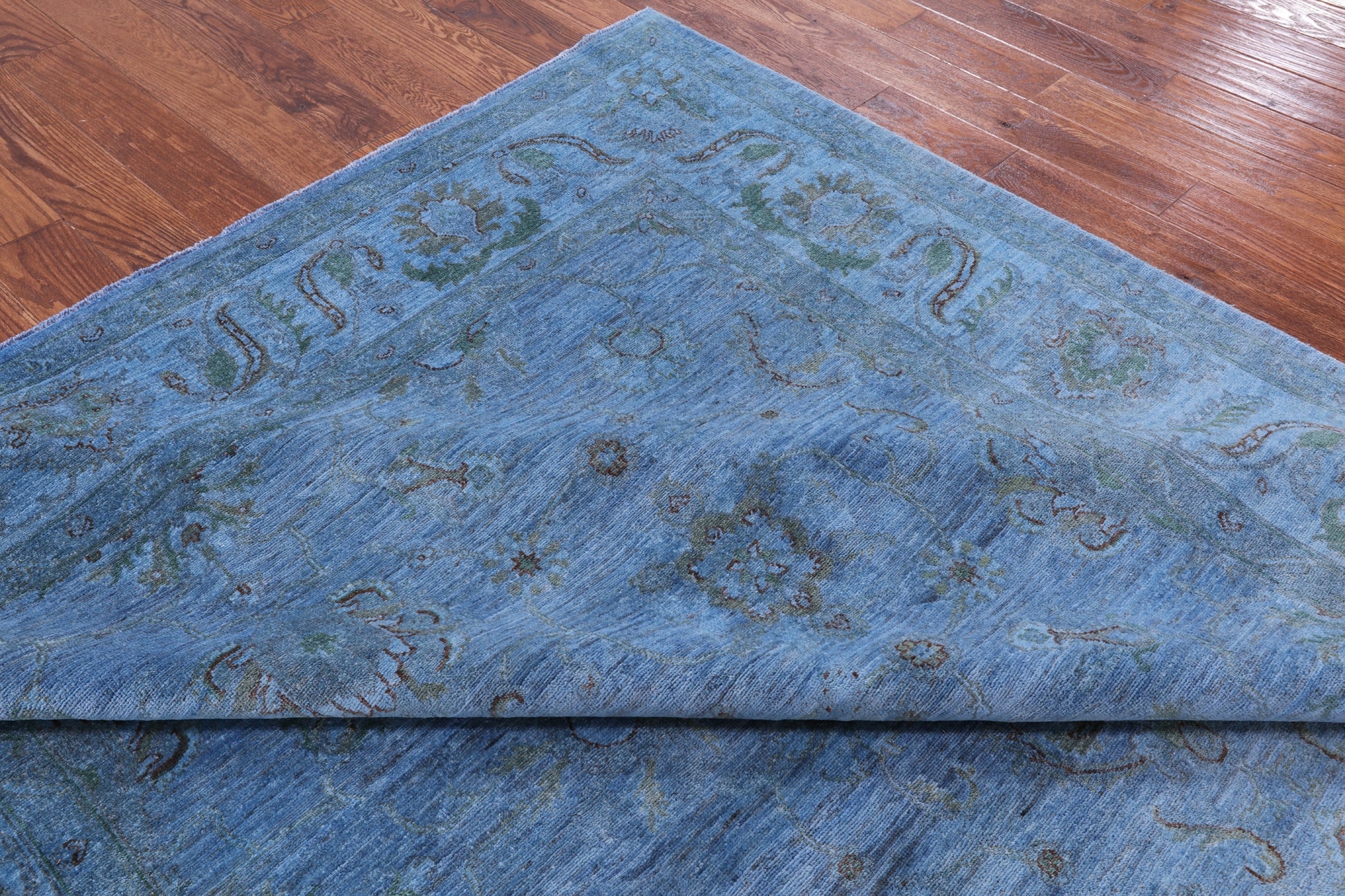 Blue Full Pile Overdyed Hand Knotted Wool Area Rug - 7' 11" X 9' 9" - Golden Nile
