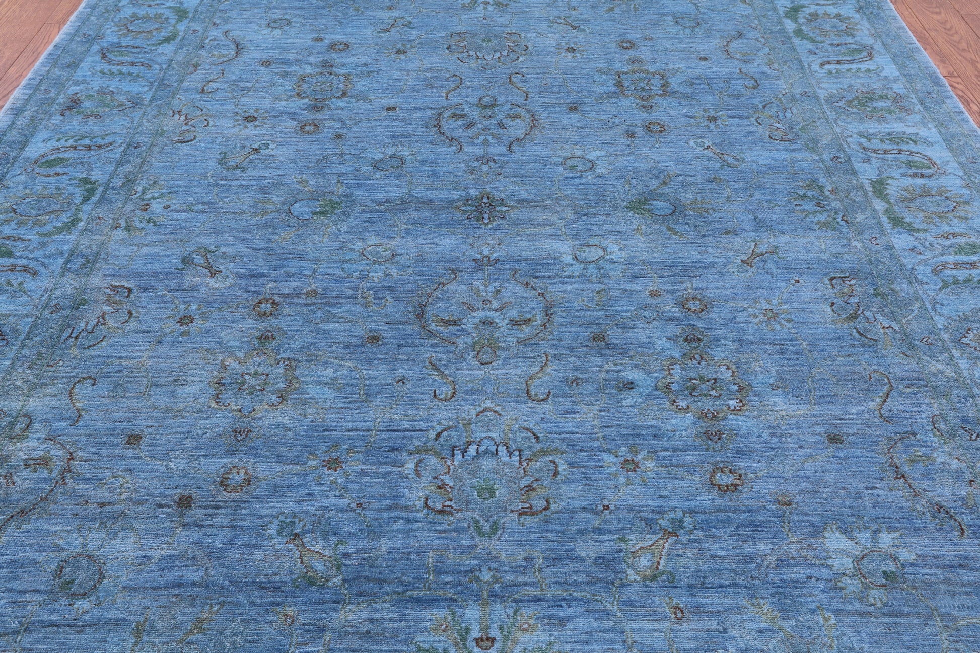 Blue Full Pile Overdyed Hand Knotted Wool Area Rug - 7' 11" X 9' 9" - Golden Nile