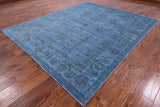 Blue Full Pile Overdyed Hand Knotted Wool Area Rug - 7' 11" X 9' 9" - Golden Nile