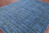 Blue Full Pile Overdyed Hand Knotted Wool Area Rug - 7' 11" X 9' 9" - Golden Nile